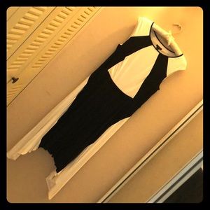 Black and white asymetrical cocktail dress